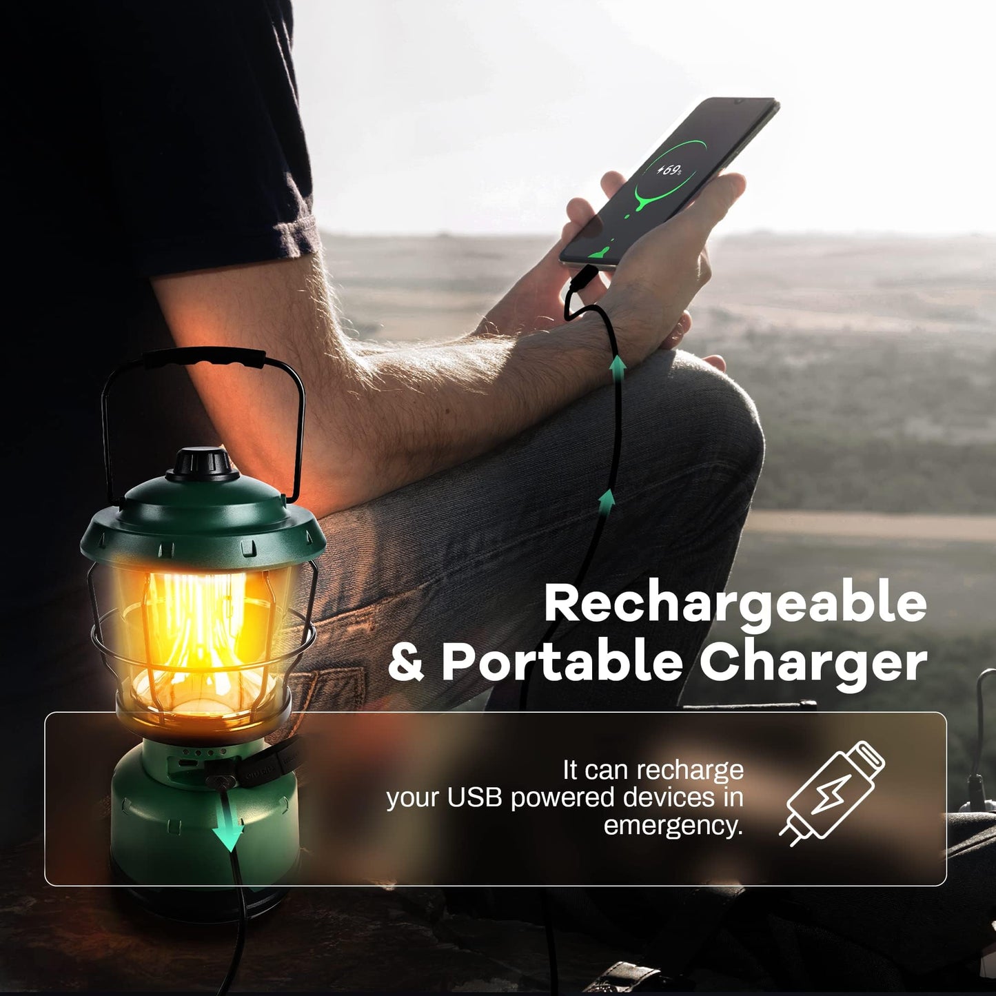 LED Camping Lantern, Rechargeable Batteries Powered Lanterns 2500LM, Water Resistant Emergency Lantern for Power Outage, Hurricane, Hiking