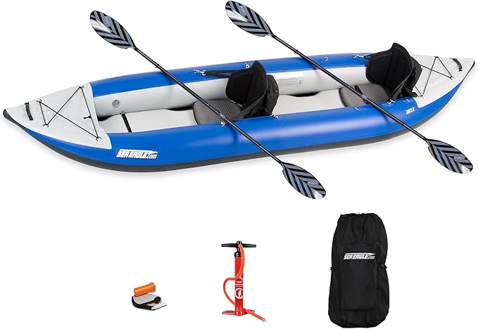Sea Eagle 380X 12'6" Explorer Inflatable Kayak- Fishing, Touring, Camping, Exploring &White Watering-Self Bailing, Removab...