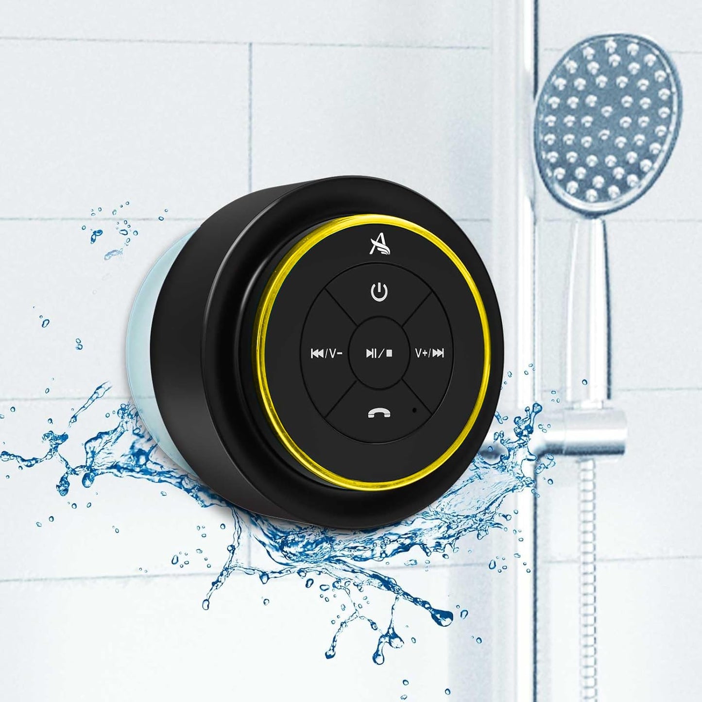 XLeader, Upgraded, Pro Shower Speaker, Certified IPX7 Waterproof Bluetooth Speaker, with Suction cup and Hook clip, Built-in Mic, Crystal Sound & Rich Bass, 12H Playtime, Ideal Gifts - SoundAngel Mate