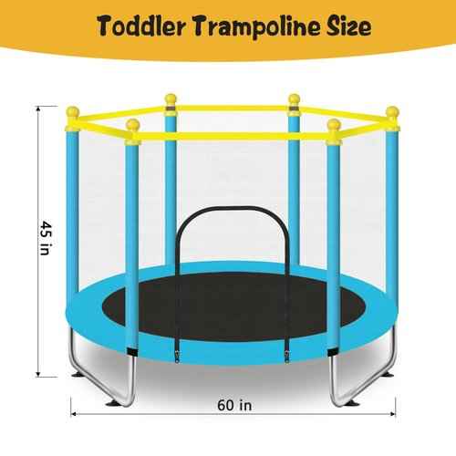 60" Toddler Trampoline for Kids Ages 1-8, Indoor & Outdoor Kids Trampoline with Safety Enclosure Net, Birthday Gifts