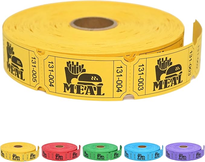 ESSENTIAL 1000 Raffle Tickets Rolls, Meal Tickets Single Roll for Events, Leisure, Movie Watching, Entertainment, Class Re...
