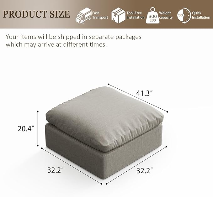 Forest aesthetics Oversize Cloud Modular Sectional Sofa,Chaise Down Filled Comfort Sofa Detachable Couch Cushion Covers for Living Room Apartment,Light Beige