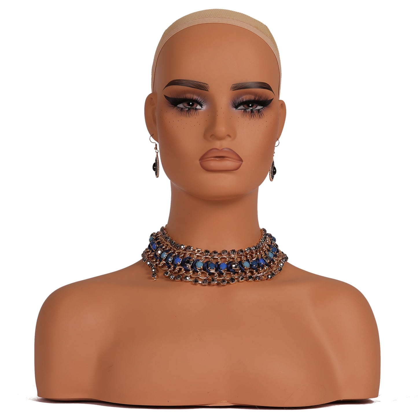 J&F CO Realistic Europe and America Female Mannequin Head with Shoulder Display Manikin Heads Bust for Wigs,Makeup,Beauty Access