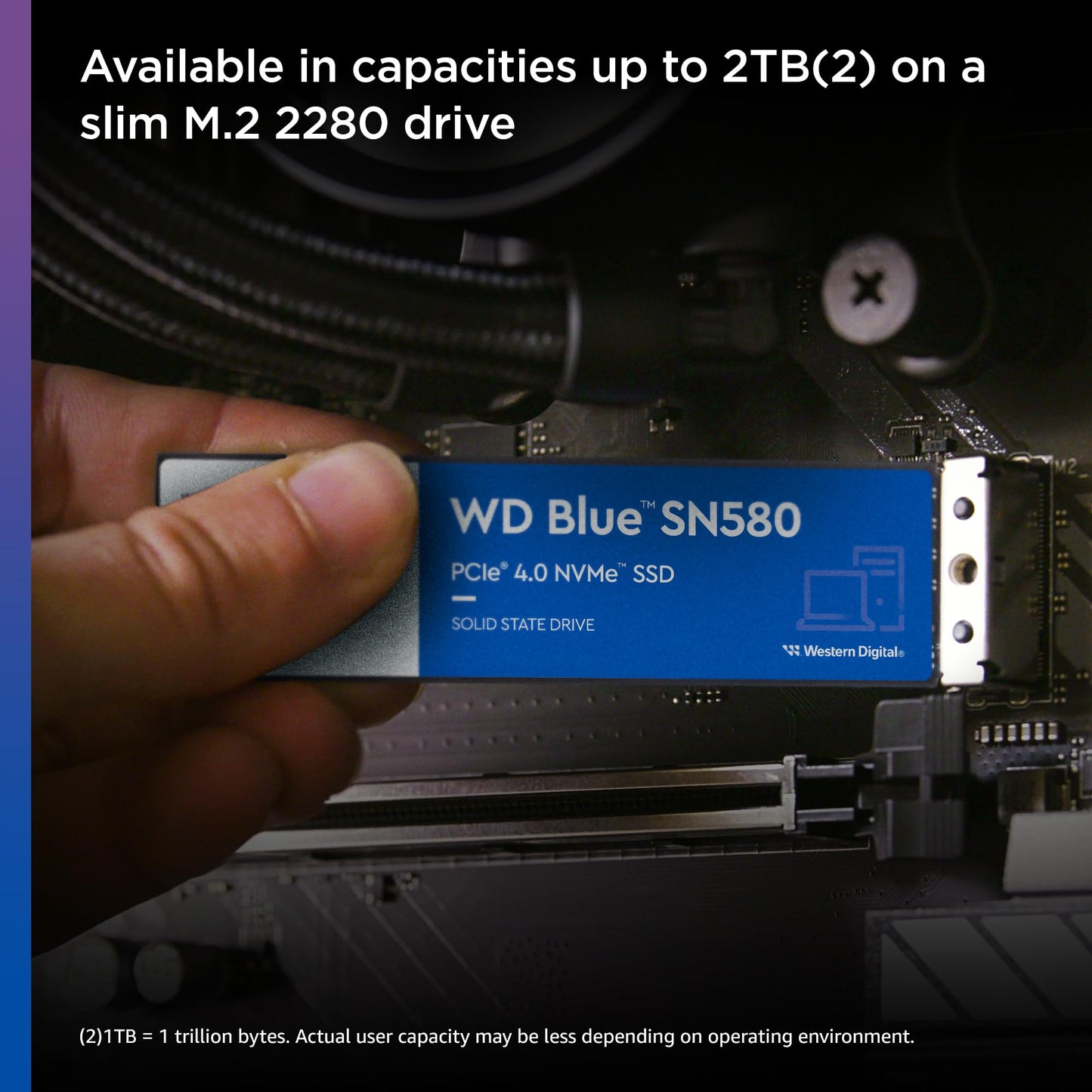 Western Digital 2Tb Wd Blue Sn580 Nvme Internal Solid State Drive Ssd - Gen4 X4 Pcie 16Gb/S, M.2 2280, Up To 4,150 Mb/S - Wds200
