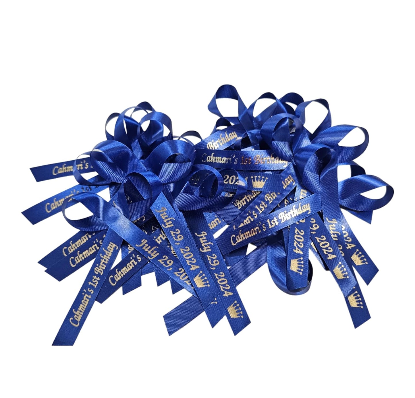 Personalized Ribbons for Bridal Shower Wedding Party Favors or Baby Showers - Custom Made Cut Ribbon Name 50 100 Optional Assembled Bows Safety Pins