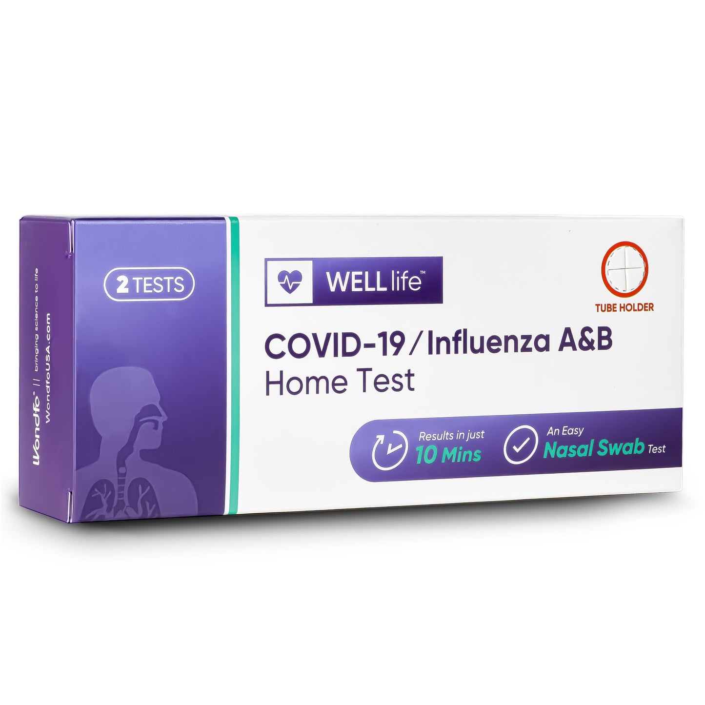 WELLlife COVID-19 / Flu A&B Home Test, 2 Test, Covid Home Test FDA Authorised Covid Flu Combo Test for Home with 10 Minutes Flu Testing Kit