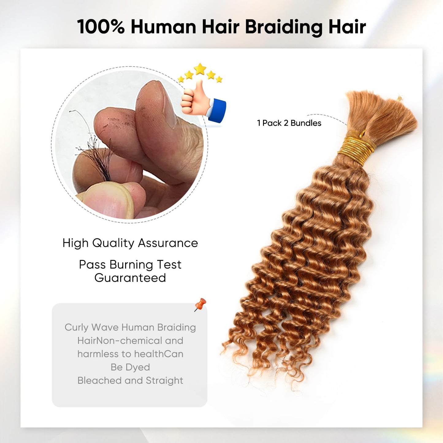 Human Braiding Hair 16 Inch 100g Honey Blonde Deep Wave Bulk Hair for Braids No Weft Curly Bundles Human Hair Extensions for Boh