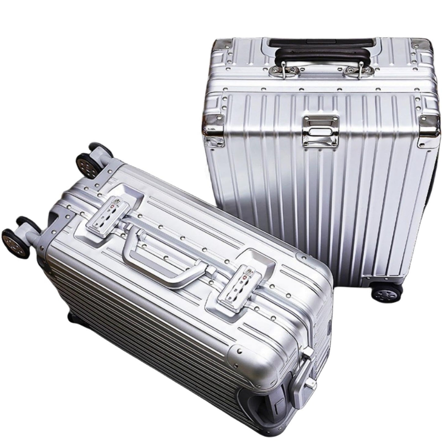 Caibomaoyi Aluminum magnesium alloy travel box trolley box luggage box metal box boarding box password box (silvery, 77.5 ×51.5 ×29cm（31×20×11 inch）)