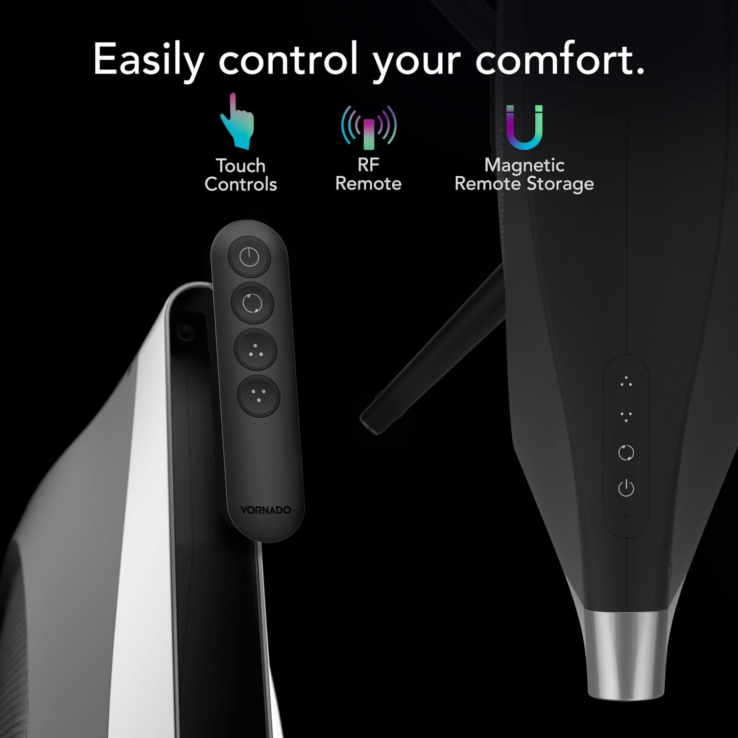 Vornado Strata Compact Oscillating Fan With Remote, 19 Inch, High Velocity Air Circulator, Quiet Powerful Fan, 5 Speeds, Touch C