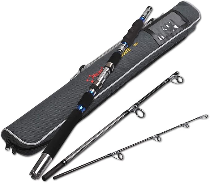 Fiblink 3-Piece Spinning Rod Heavy Spinning Fishing Rod Portable Fishing Rod Graphite Spin Rod (30-50 Pound Test)