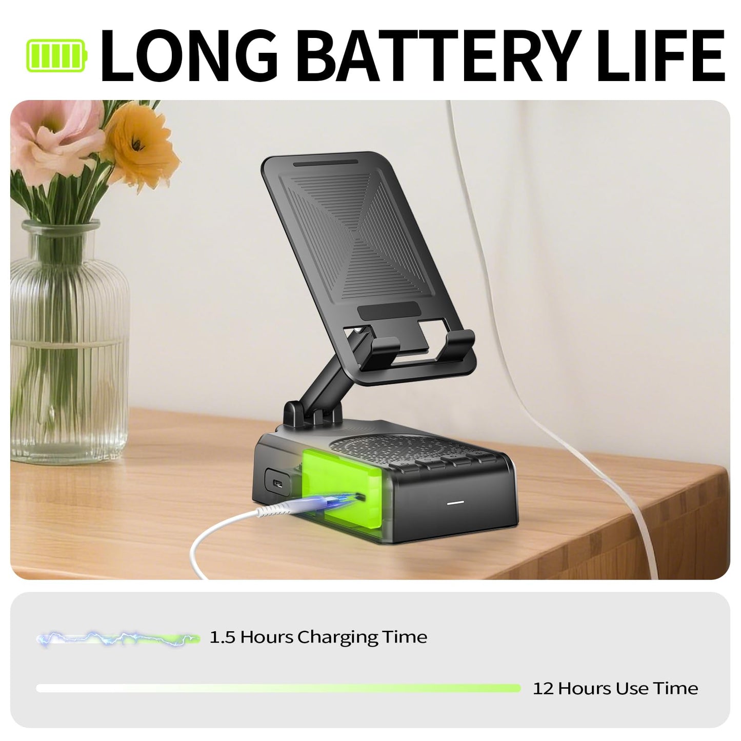 Cell Phone Stand with Bluetooth Speaker and Remote Control(Video Control/Camera Control),Birthday Gift, Portable Bluetooth Speaker for Home and Outdoors, All Day Playtime, Compatible with iOS/Android