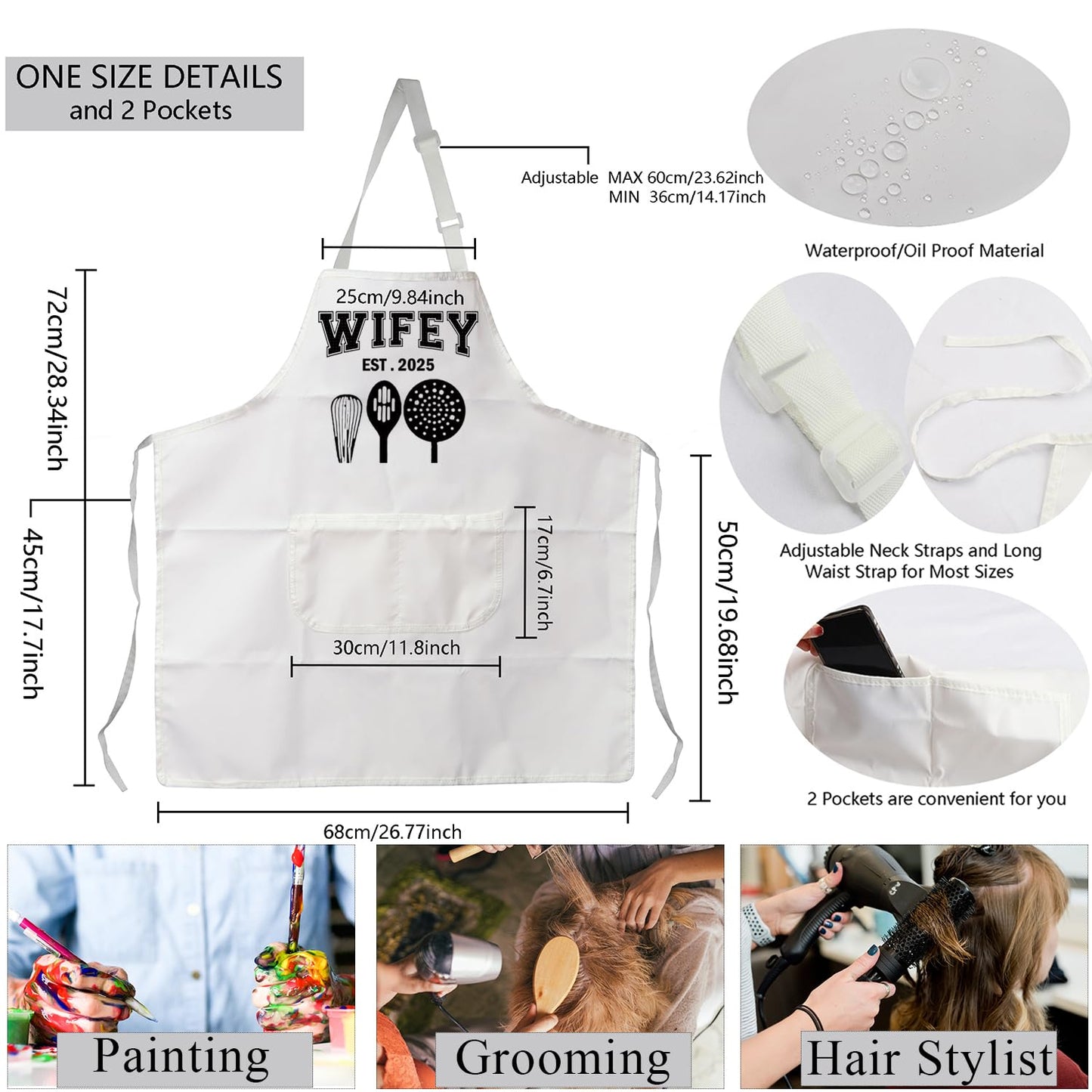 MBMSO Hubby Wifey Cooking Aprons for Couples Apron Sets Hubby and Wifey Est 2025 Wedding Gift for Newlywed His and Hers Apron (Hubby&Wifey Apron-Sets)