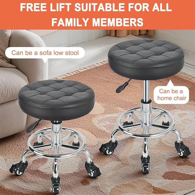 JOSTZHXIN Low Height Roller Stool Height Adjustable, Mechanic Stool Low Rolling Chair, Footstool Modern Roller Seat for Salon SPA Home Office Garage Shop (Style 3)