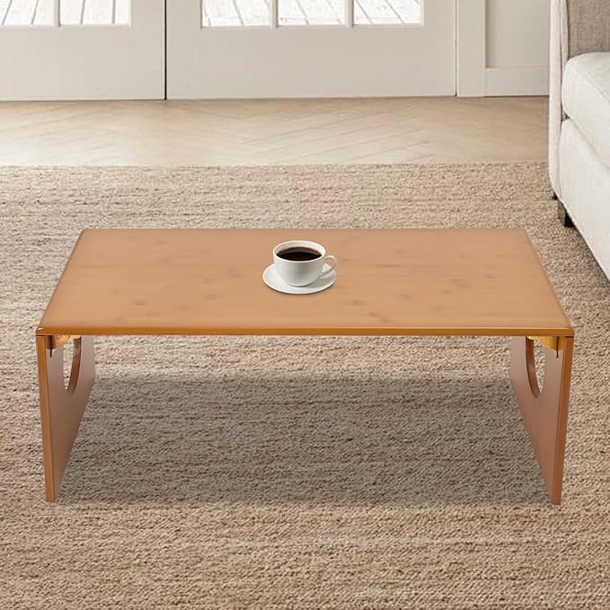 Eapmic 31.5in Folding Floor Coffee Table, Bamboo Low Japanese Floor Table, Portable Coffee Tables for Living Room Bedroom Meditation Tatami Home Office (31.5in)