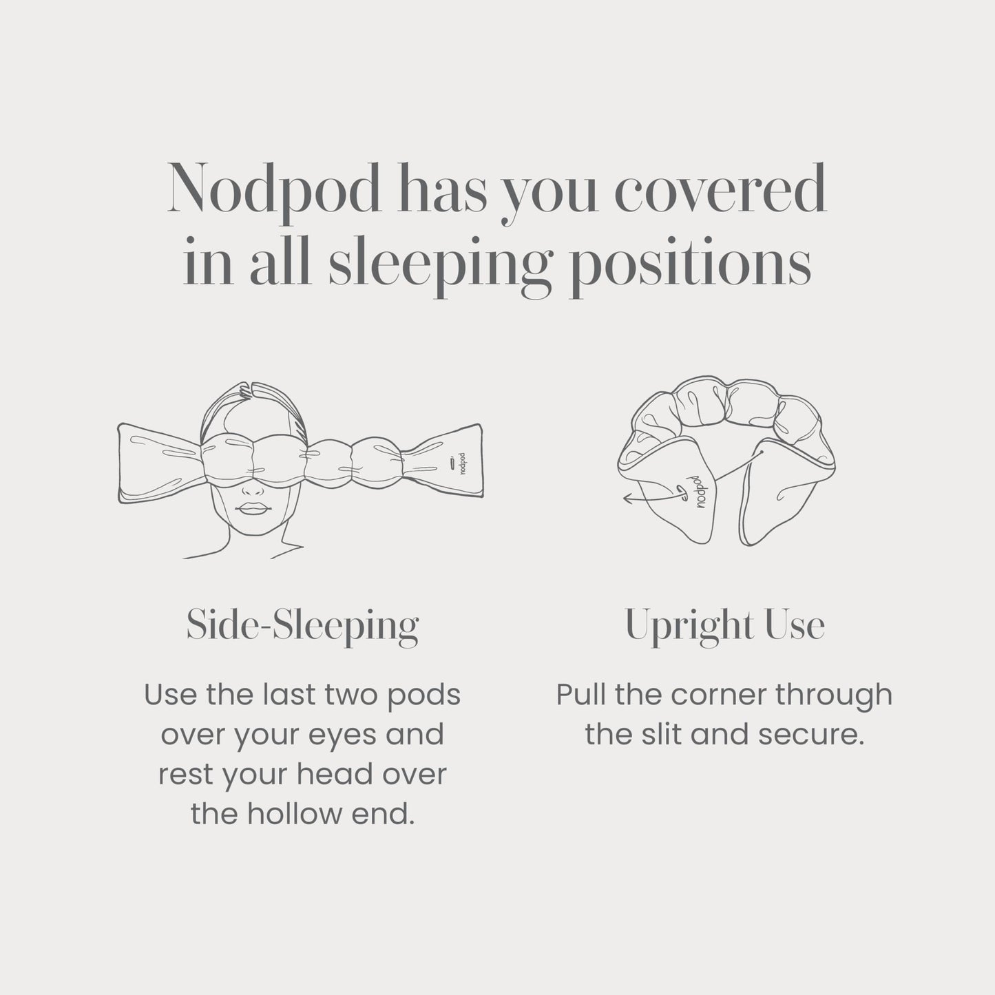 Nodpod Mineralized Silk Gentle Pressure Sleep Mask - Strap-Free, Light-Blocking Design for Sleep, Travel & Relaxation - Weighted Eye Pillow, Machine Washable (Pearl)