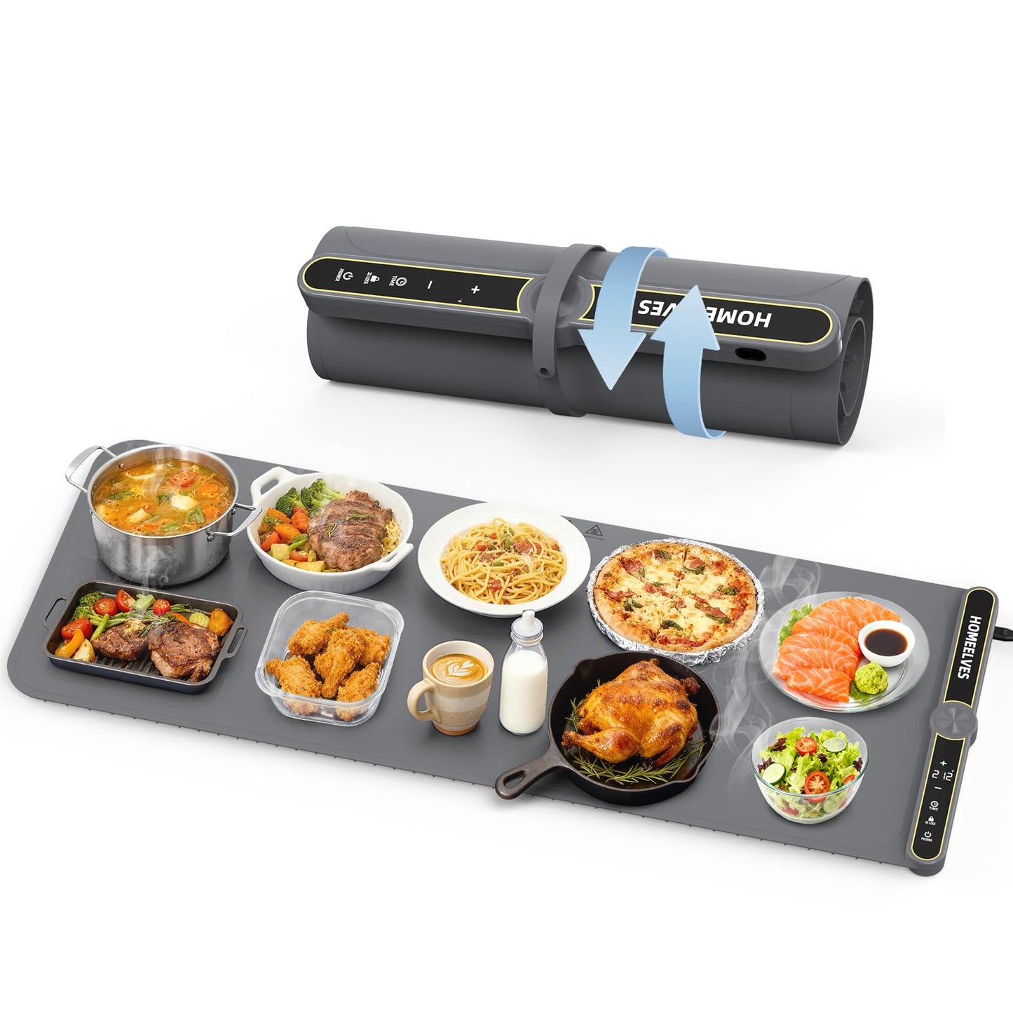 Warming Mat for Food Extra Large 39.4”X15”, 8S Rapid Heating Electric Warming Tray with 9 Temp Setting and 6H Timer, Food Warming Pad, Portable Food Warmers for Parties Buffet, Gray