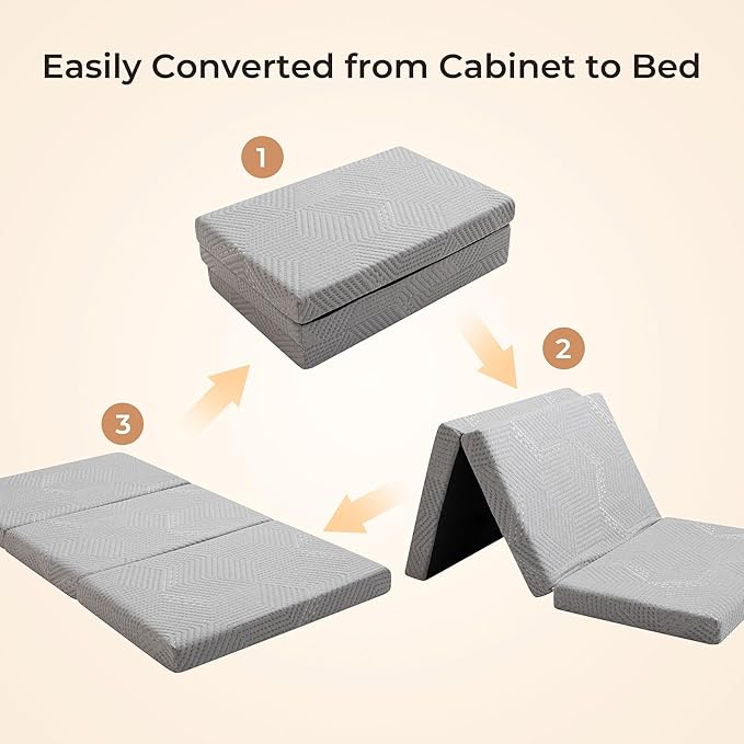 MLILY Tri-Fold Memory Foam Mattress, 6 inch Twin Folding Topper with Collapsible and Washable Cover, Travel and Guest Mat, 78"×38"×6", Grey