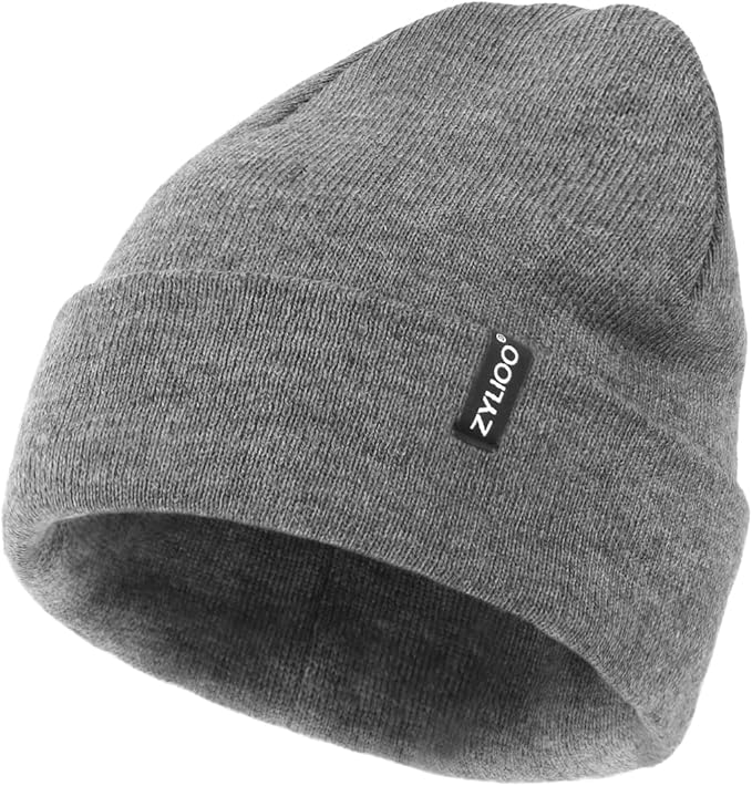 Zylioo Oversize Beanie Hats, XXL Big Size Ribbed Knit Cuffed Winter Hat for Cold Weather, Warm Skull Watch Cap