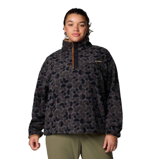 Columbia Women's Helvetia II Printed Cropped Half Snap, Black Retroscape, XX-Large