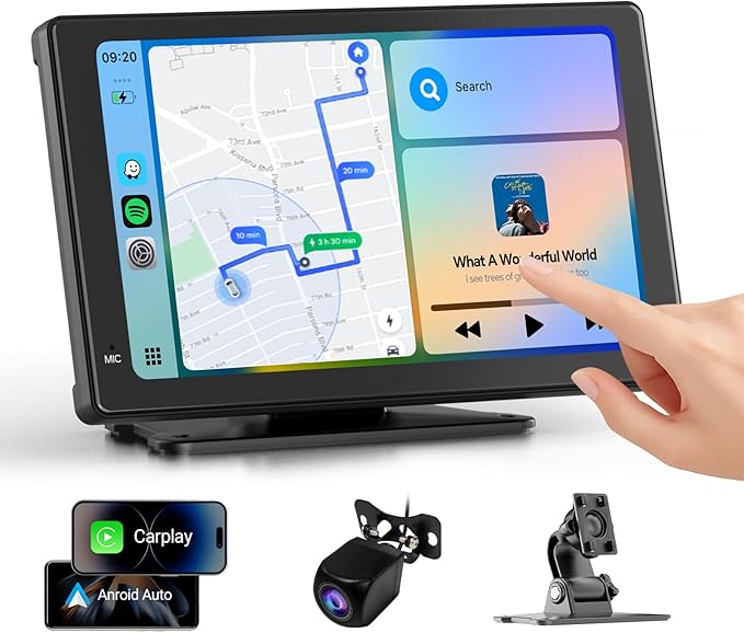 Haudio Portable Wireless Carplay Car Stereo, 7" HD Touchscreen for Car with Apple CarPlay & Android Auto with Backup Camer...