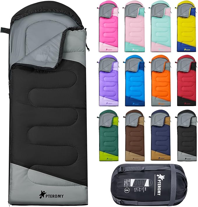 PTEROMY Sleeping Bags for Adults, Lightweight and Machine Washable, Water Resistant Backpacking Camping Sleeping Bag for W...