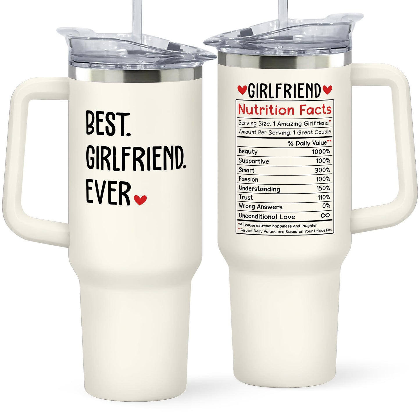 SUCHAGIFT Gifts for Girlfriend - Girlfriend Gifts for Women - Anniversary, Valentines, Birthday Cup for Her - Romantic Love Glass for Couple - 40 Oz Stainless Steel Tumbler with Lid