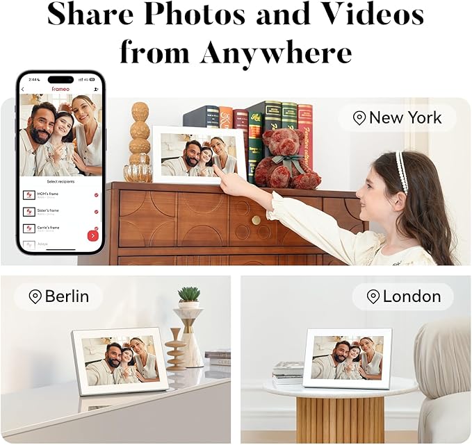 Pexar Terra 10.1 Inch Digital Picture Frame, Anti-Glare Screen for Extraordinary Clarity, Easy Share Photos or Videos via The Frameo App, The Good Choice for Gifting, Powered by Lexar