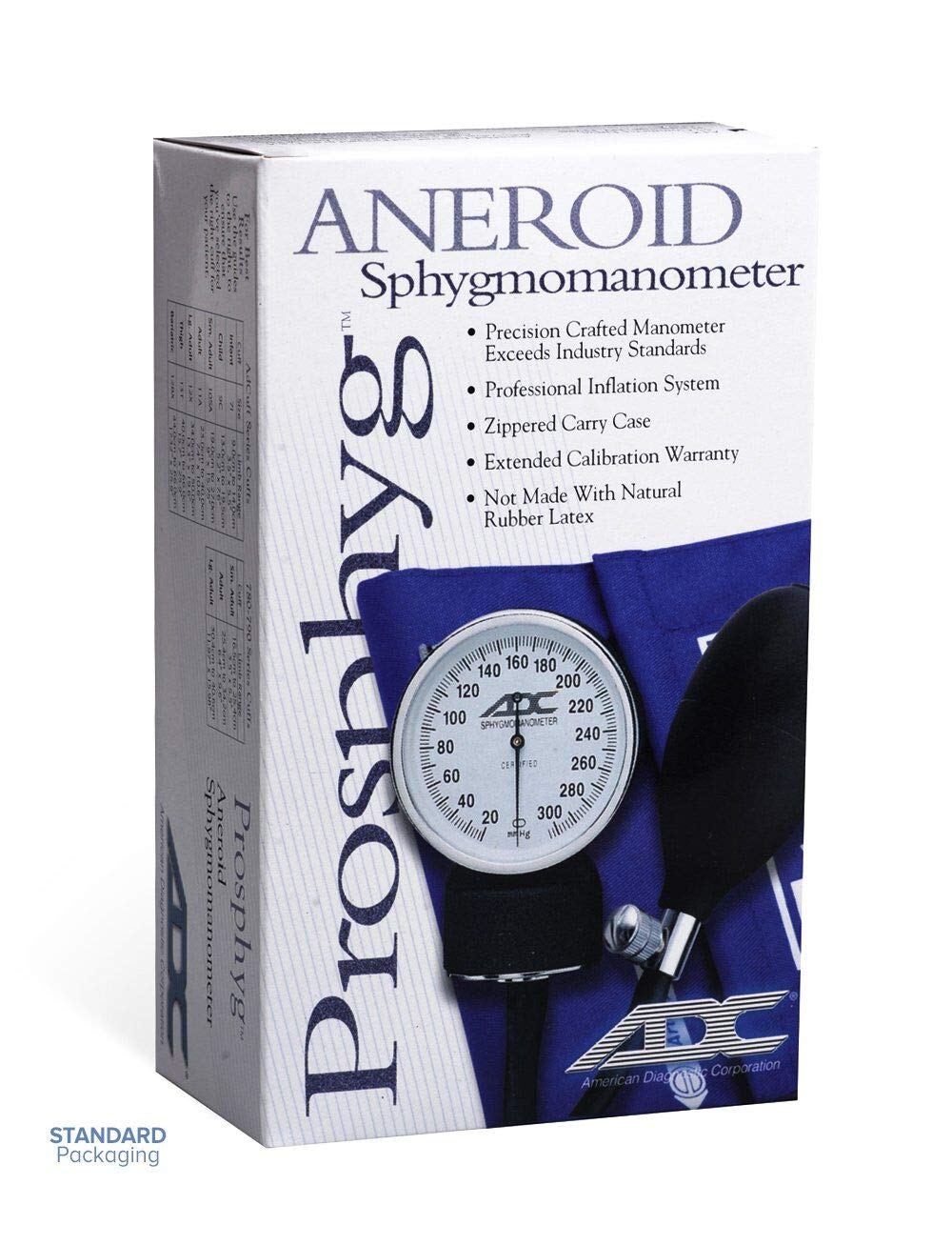 ADC Adult Cuff Arm Aneroid Sphygmomanometer Unit 2-Tubes Orange 1 Each