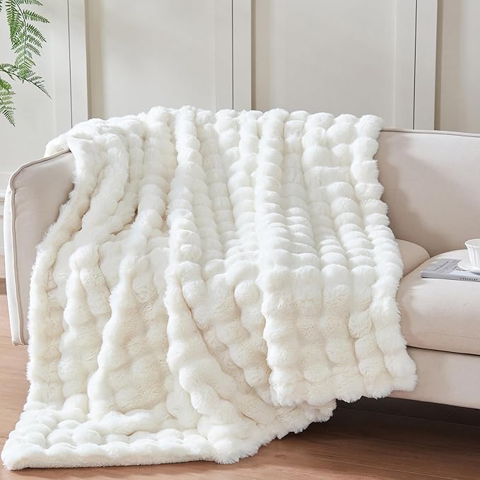 Serenhom 50x60 Inches Ultra-Soft Fuzzy Faux Fur Plush Throw Blanket - Thick, Warm Sherpa for Couch, Sofa, Bedroom, Camping...