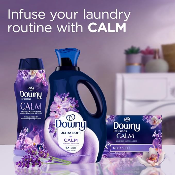 Downy Infusions Laundry Fabric Softener Liquid, CALM, Soothing Lavender and Vanilla Bean, 56 fl oz