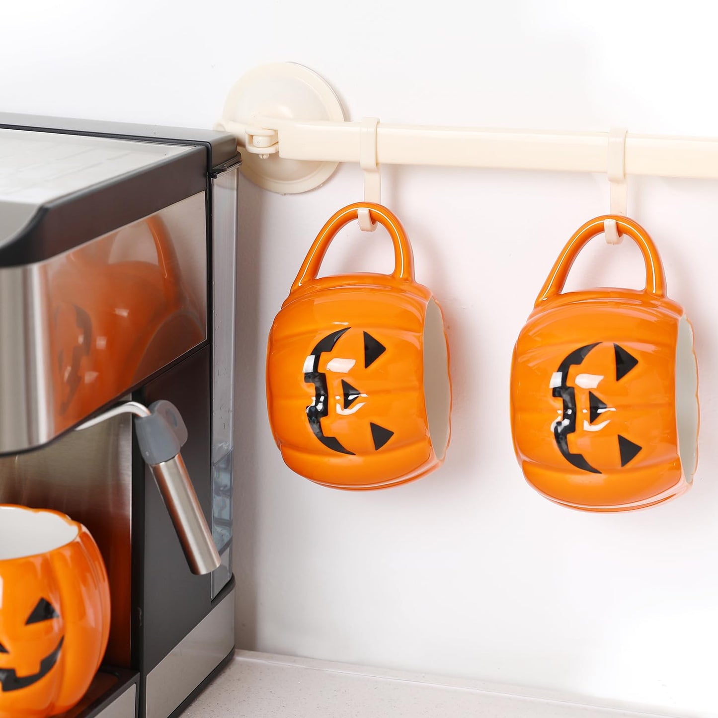 Maxsoins 2 PACKS Halloween Pumpkin Mug Set 14 oz-Cute and Spooky Ceramic Coffee Mugs for Fall Halloween Party Home Decor