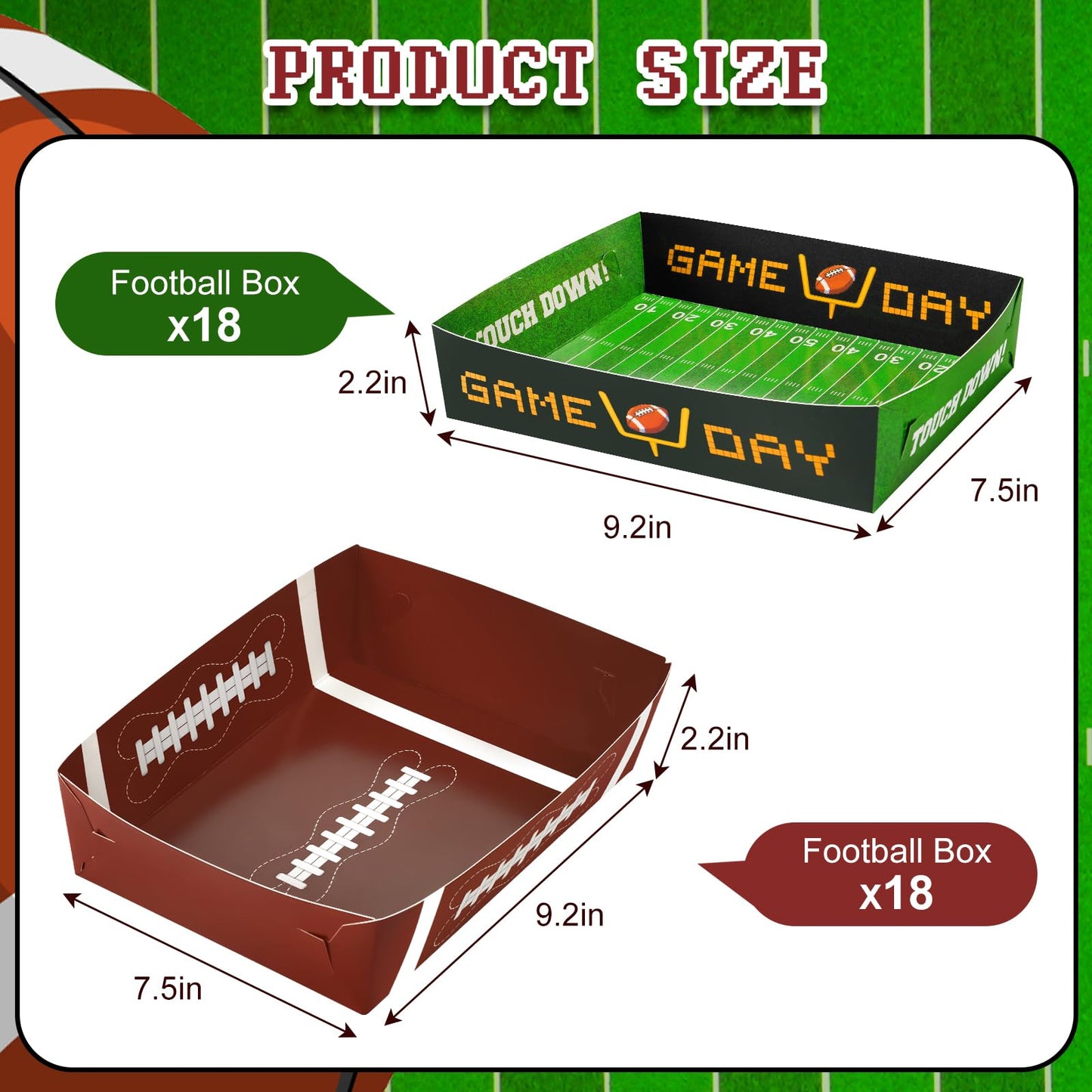 36Pack Football Party Decorations Large Football Food Plates Football Paper Snack Tray Disposable Bowls Football Theme Party Favors for Gameday Carnivals Sport Game Events Birthday Party Supplies