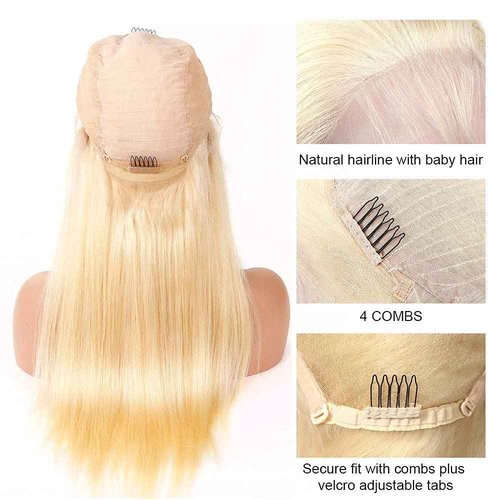 613 Lace Front Wig Human Hair 26Inch 13x4 Blonde Lace Front Wigs 210% Density 613 HD Lace Frontal Wig for Women 12A Brazilian Straight Human Hair Wig Glueless Wigs Pre Plucked with Baby Hair