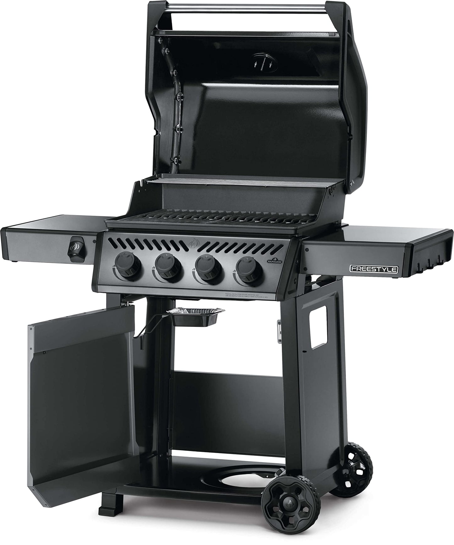 Napoleon Freestyle 425 Propane Gas Outdoor Grill, Graphite Grey – 4-Burner Backyard BBQ for Home Grilling