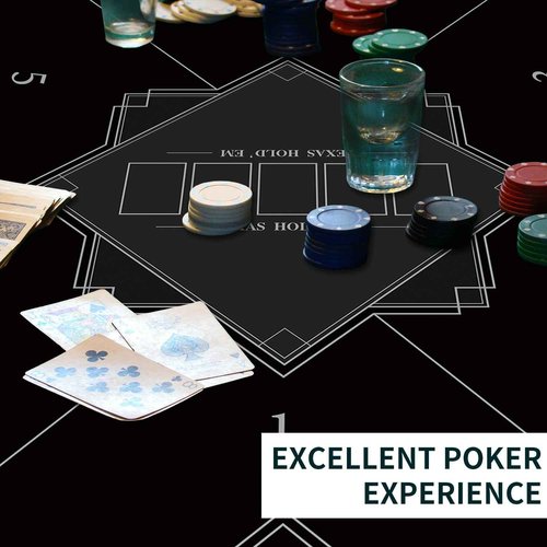 nuveti 24/31/39/47/55/63 inch Square Foldable 6-Player Texas Poker Card Tabletop Layout Portable Anti-Slip Rubber Board Game Mat Texas Hold'em Poker Mat for Family Game, Casino, Party