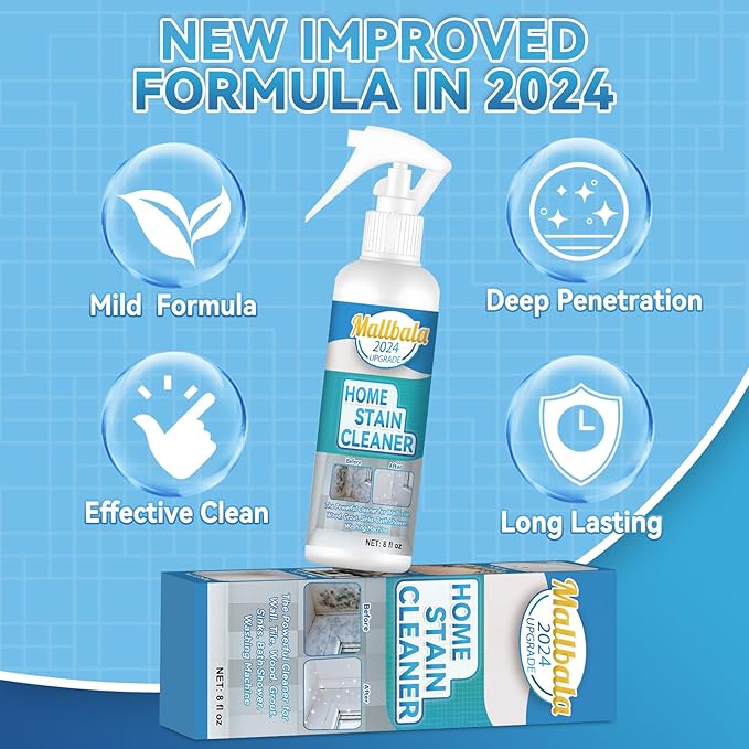 Wall Cleaner Spray, Household Mold Stain Cleaning Spray Deep Clean, All-Purpose Cleaner Spray for Tiles, Walls, Ceiling, Deck, Wood, Brick, Showers, Kitchen, Sink, Grout, Washing Machine Gasket