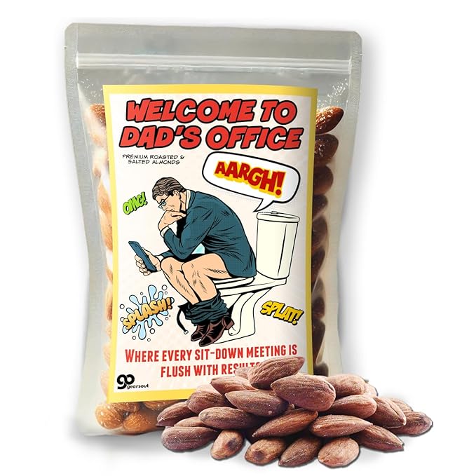 Dad’s Office Premium Roasted Almonds Funny Father’s Day Gag Gifts for Dads Mens Snacks for Camping Hiking Unusual Food Bas...