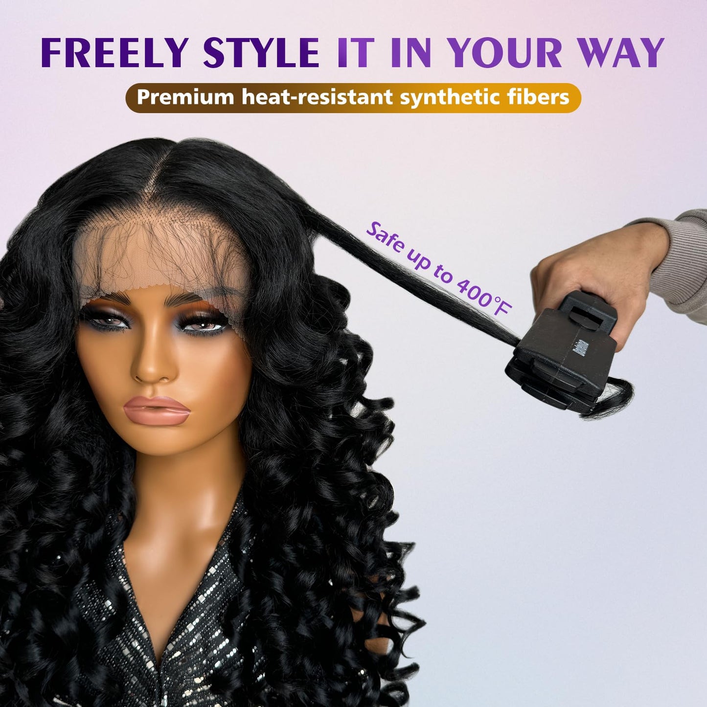 Felek Blonde 13x6 Synthetic Lace Front Wig Loose Wave HD Transparent Lace Frontal Wigs Pre Plucked Wear and Go Glueless Wigs for