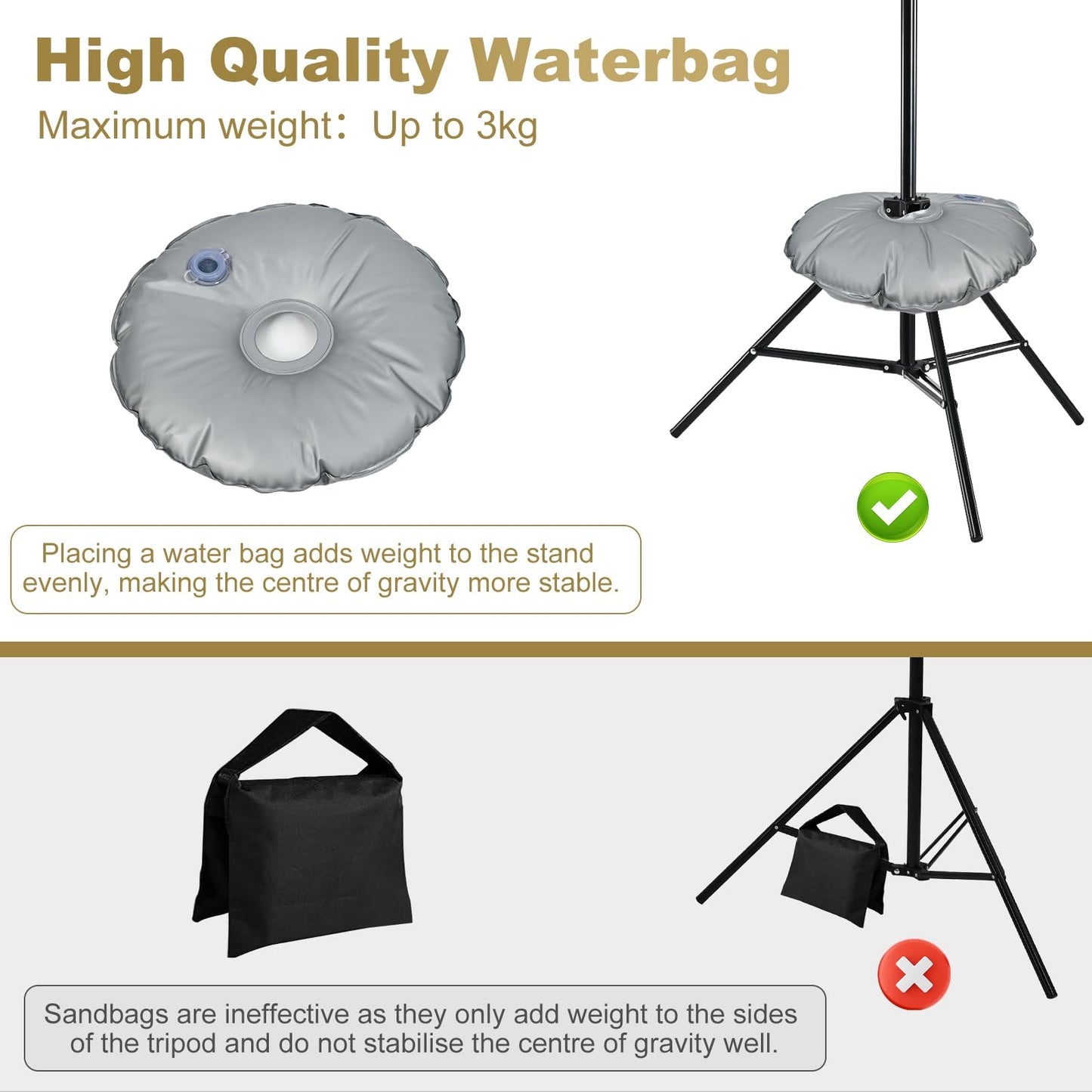 Backdrop Stand - 10x7ft(WxH) Photo Studio Adjustable Background Stand Support kit with 4 Crossbars, 8 Clips, 2 Waterbags and Carry Bag for Parties, Events Decoration, Wedding, Photography