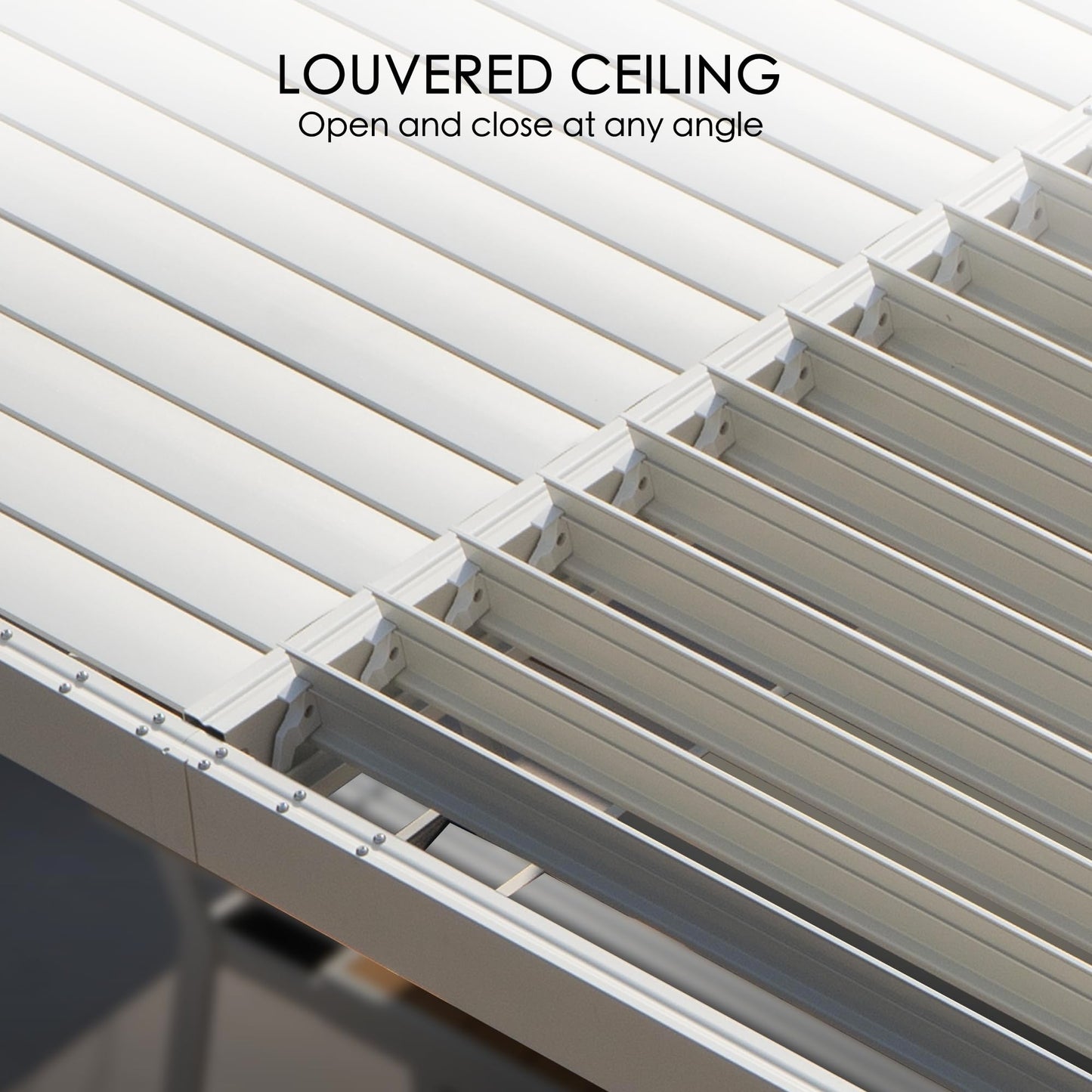 Kozyard Outdoor Louvered Pergola Sun Shade Aluminum Pergola Rainproof Gazebo with Adjustable Roof for Outdoor Deck Patio Garden Yard (White, 10' x 12')
