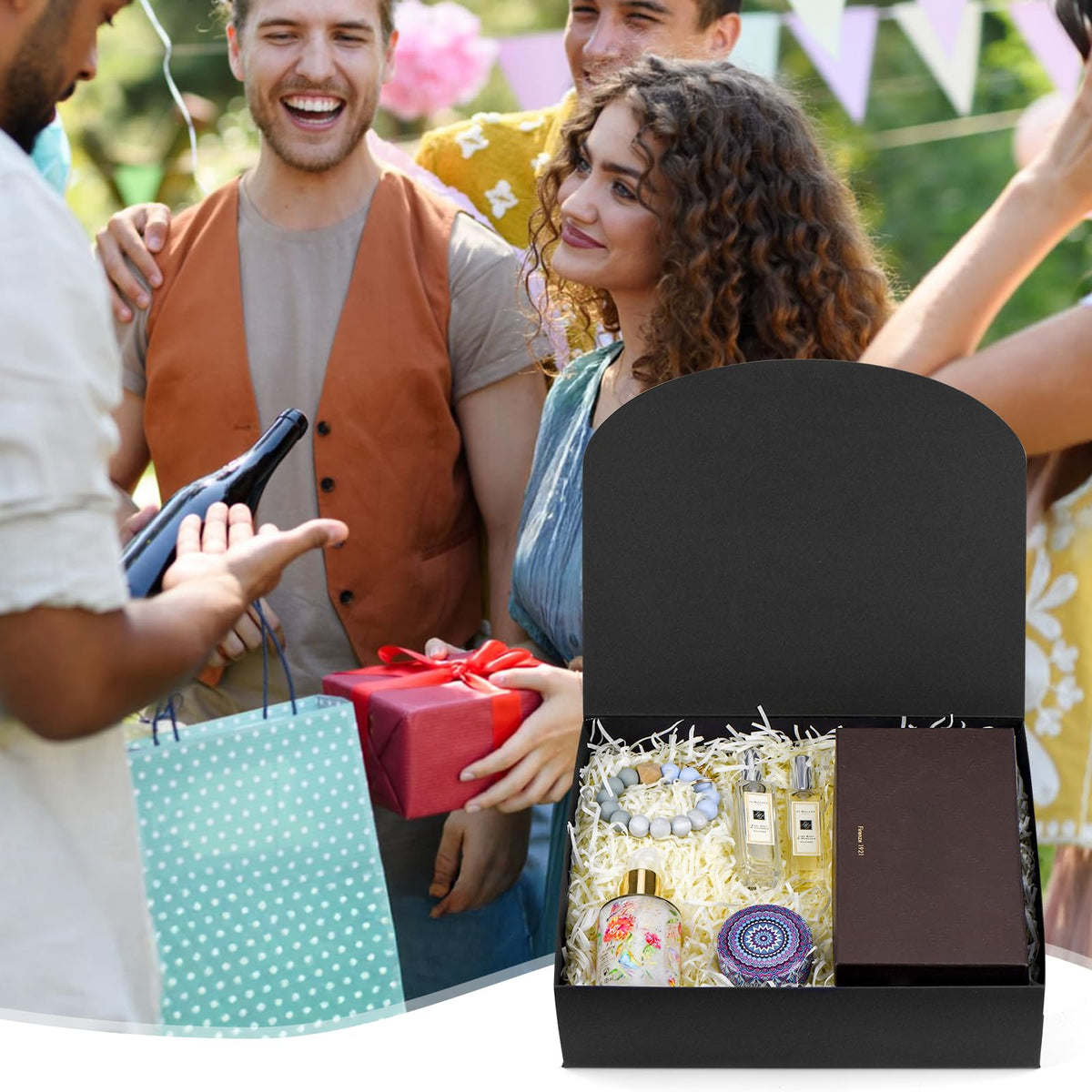 24 Pack Gift Boxes with Lids, 12×9.8×3.1 Inch Groomsmen Proposal Box, Luxury Black Gift Box with Ribbon for Wedding, Packaging, Present, Birthday (Black)