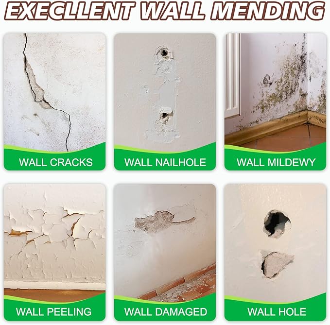 Drywall Repair Kit, 2 Pcs Spackle Wall Repair Patch Kit, Wall Mending Agent Quick and Wall Surface Hole Fill Quick and Easy Solution (2 Pack)
