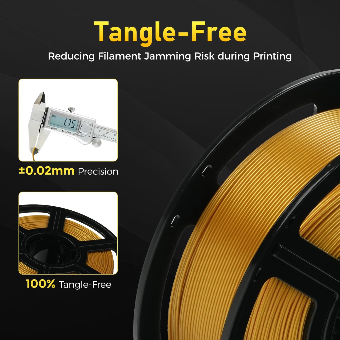 FLASHFORGE Rapid PETG Filament 1.75mm Metallic Bright Gold, Max 600mm/s High Speed Printing, 3D Printer Filament 1kg Spool, Dimensional Accuracy +/- 0.02mm, Fits Most 3D Printers