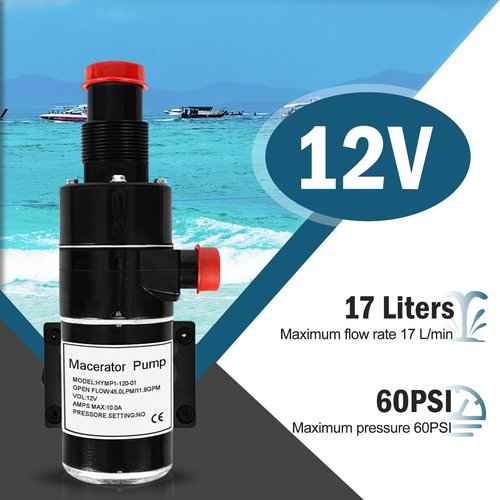 BESTMAN MARINE 12v Macerator Water Pump with Anti Clog Feature! 45 LPM 11.8 GPM RV Marine Boat Waste DC Toilet