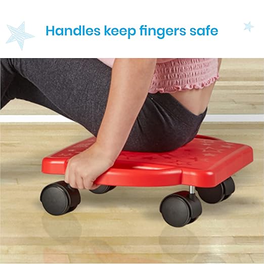 hand2mind Blue Indoor Scooter Board with Handles, Sit Down Floor Scooter, Gym Activities for Kids, Indoor Recess Games, Sport Scooters, Physical Education Equipment, Gross Motor Toys