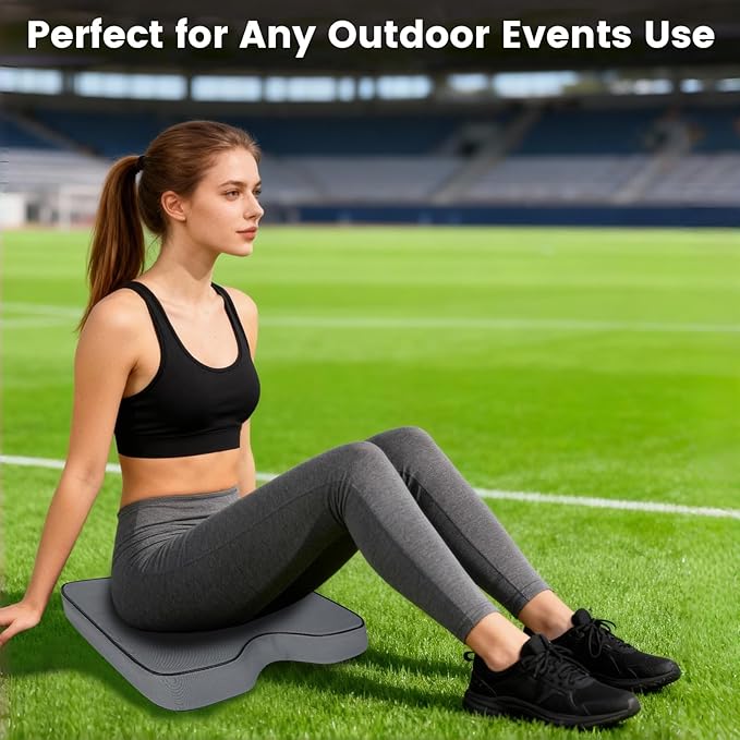 FirstGift 2-Pack 3.15" Stadium Seat Cushions - Portable Water-Resistant Bleacher Pads with Decorative Trim, Lightweight & Comfortable for Sports, Games, and Outdoor Events