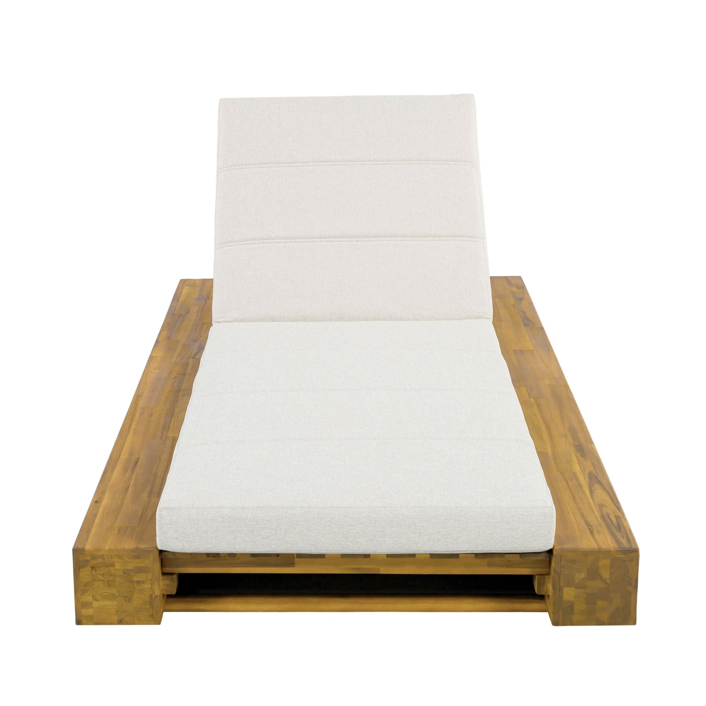 Christopher Knight Home Tory Acacia Wood Chaise Lounge Chair Outdoor, Poolside Sun Lounger Recliner, Patio Outdoor Chaise Lounge with Cushions, Adjustable Backrest Single Lounge Sofa, Beige+Teak