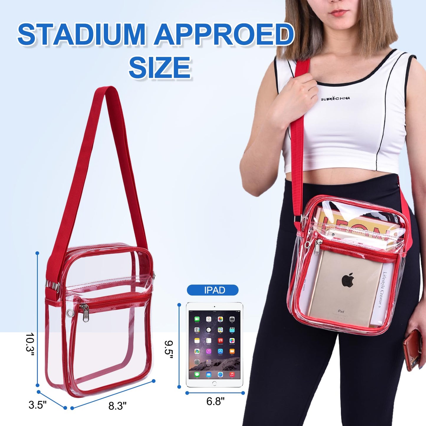 USPECLARE Clear Purse for Stadium Events Clear Messenger Bag for Men and Women