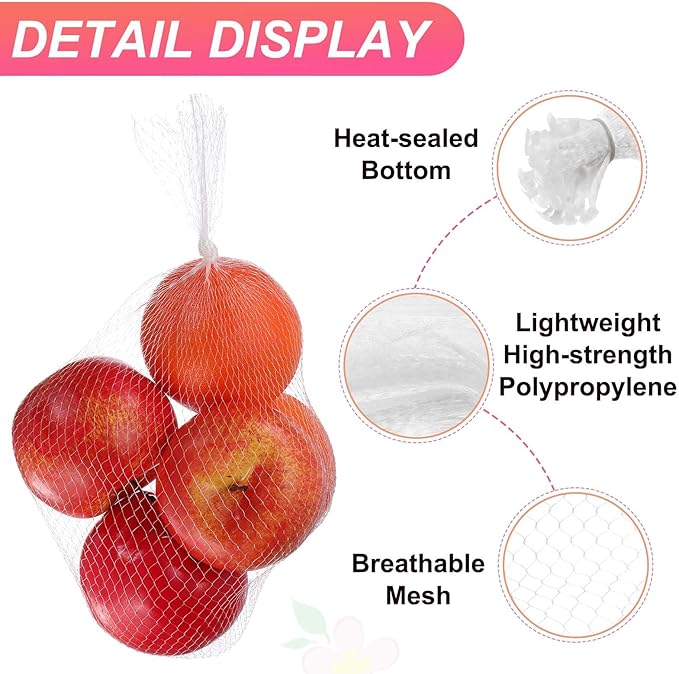 uxcell 100PCS Reusable Mesh Produce Bags, 13.8 Inches Egg Hatching Bags Washable Breathable Fruit Net Stretchable Mesh Netting Storage for Seafood Vegetable Onion Grocery Shopping, White
