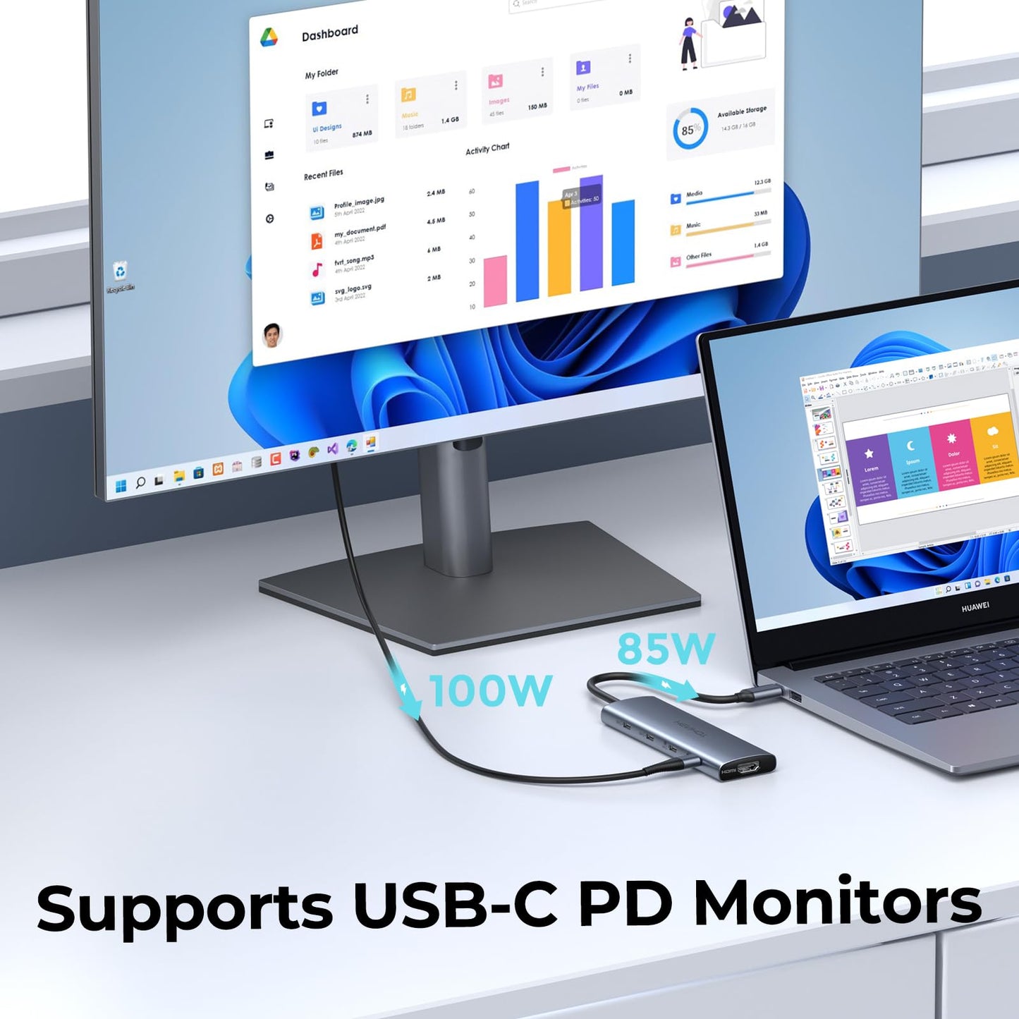 Versatile Usb C Video Hub 3 Monitors Docking Station With Dp Alt Dual 4K@30Hz, Hdmi, 100W Pd, 10Gbps*6Ports, Sd 4.0, Laptop Dock